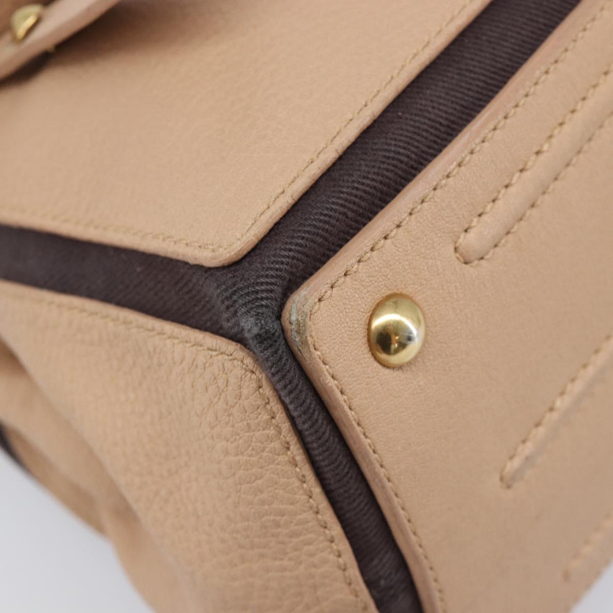 SAINT LAURENT Muse To Hand Bag Leather 2way Beige Gold Tone 283761 Auth BA15574A