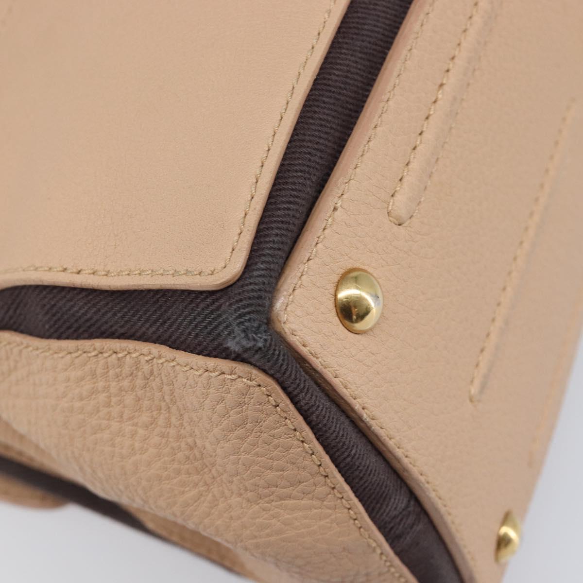 SAINT LAURENT Muse To Hand Bag Leather 2way Beige Gold Tone 283761 Auth BA15574A