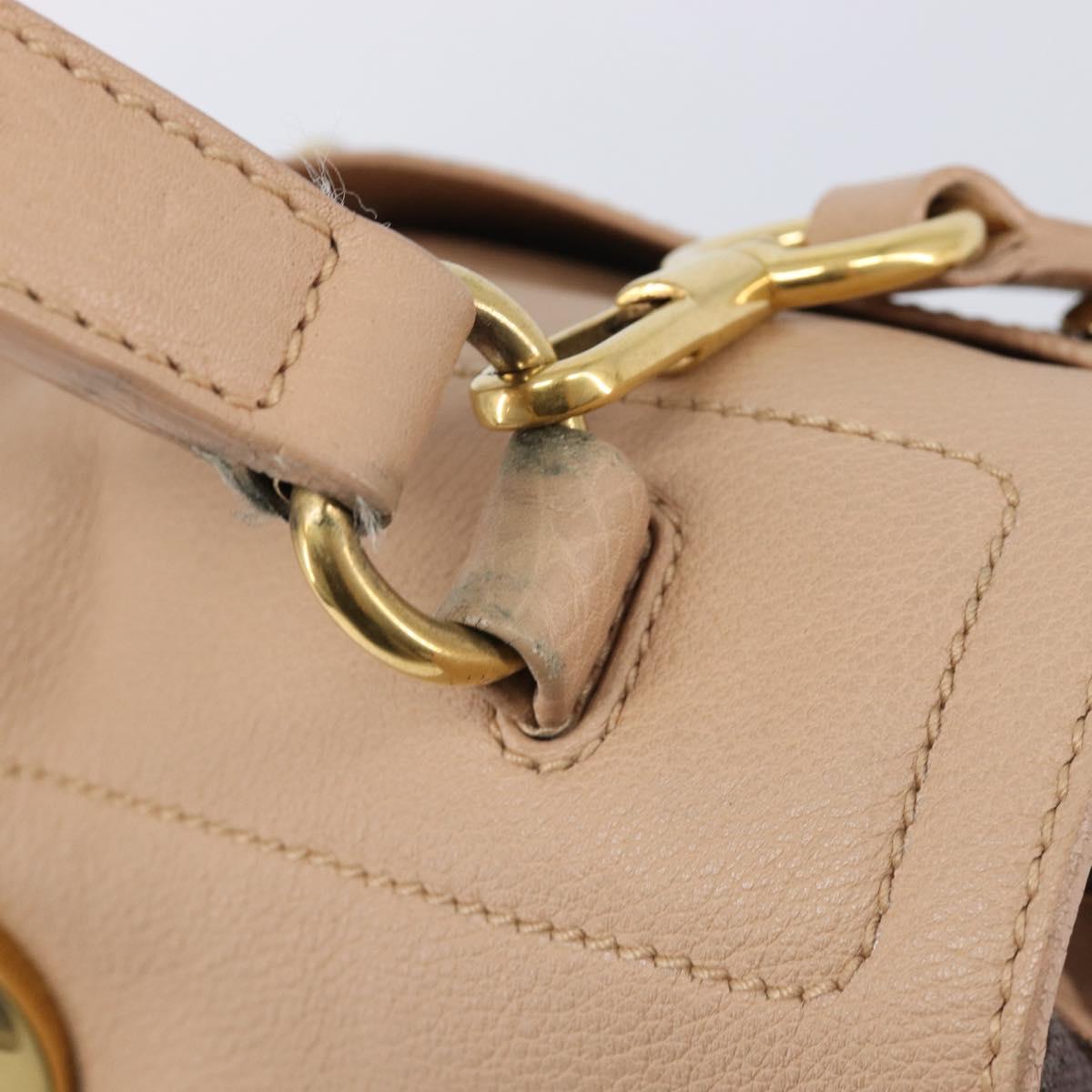 SAINT LAURENT Muse To Hand Bag Leather 2way Beige Gold Tone 283761 Auth BA15574A