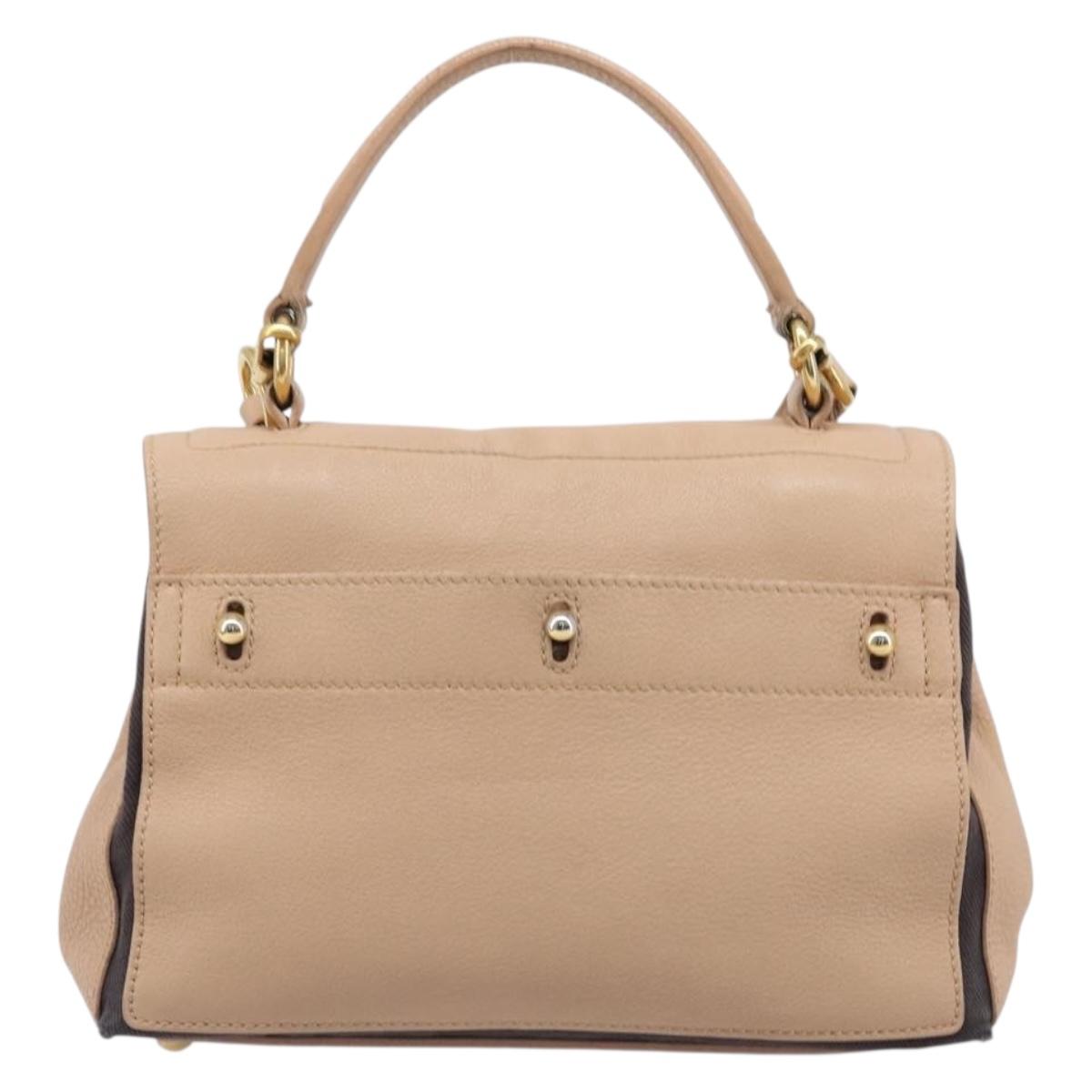 SAINT LAURENT Muse To Hand Bag Leather 2way Beige Gold Tone 283761 Auth BA15574A
