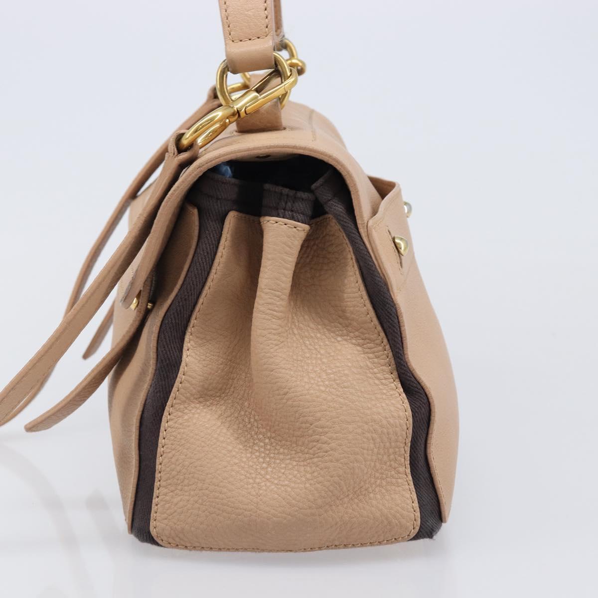 SAINT LAURENT Muse To Hand Bag Leather 2way Beige Gold Tone 283761 Auth BA15574A