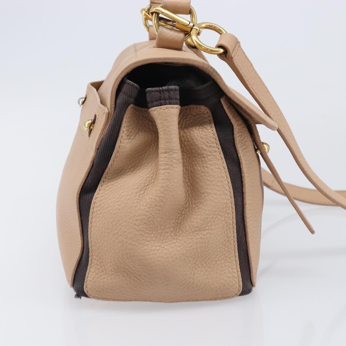 SAINT LAURENT Muse To Hand Bag Leather 2way Beige Gold Tone 283761 Auth BA15574A