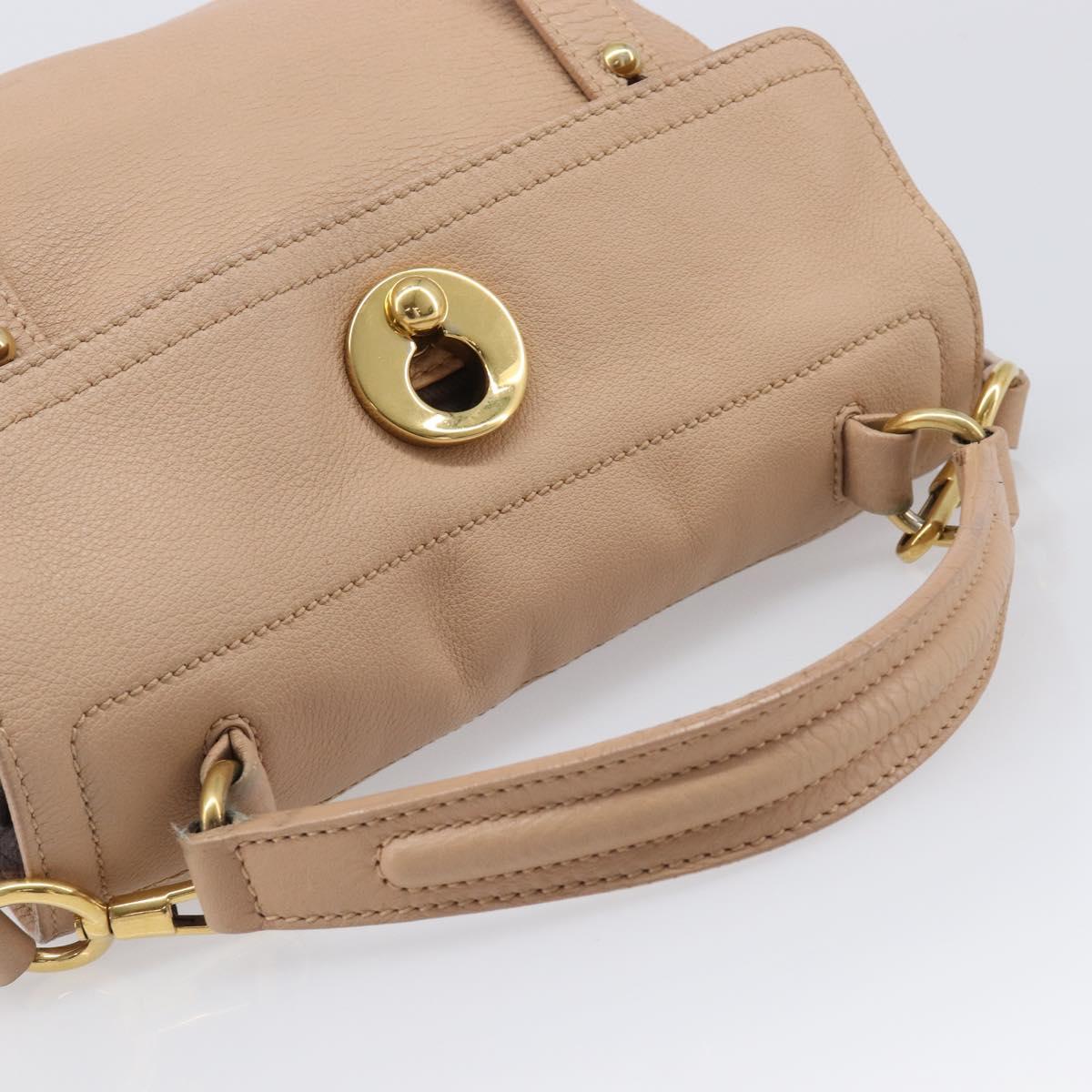 SAINT LAURENT Muse To Hand Bag Leather 2way Beige Gold Tone 283761 Auth BA15574A