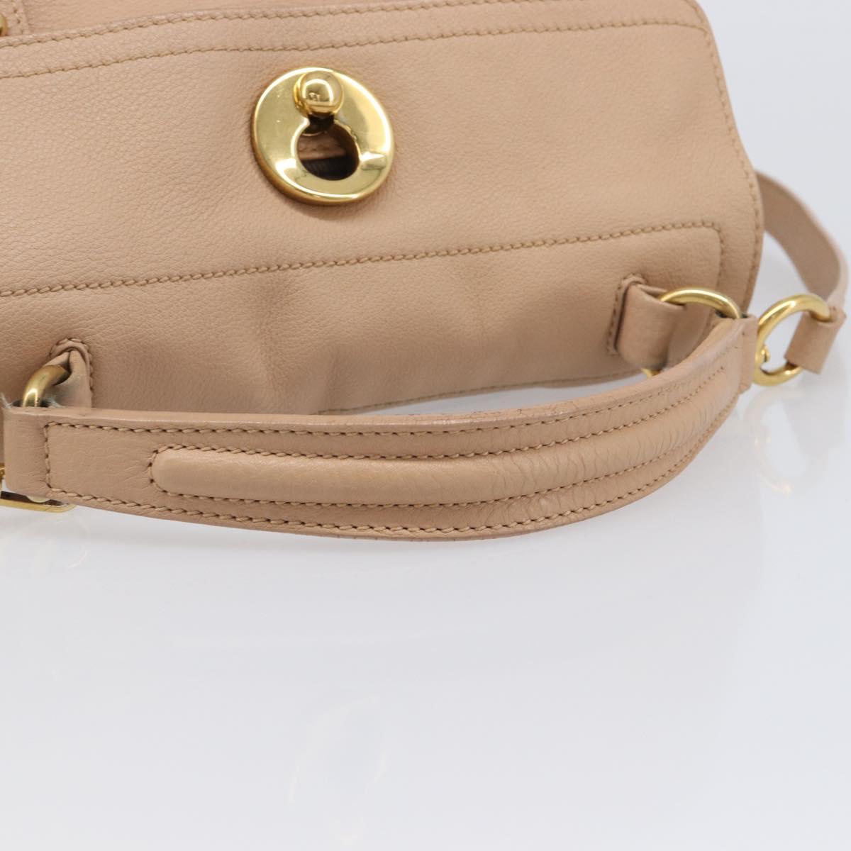 SAINT LAURENT Muse To Hand Bag Leather 2way Beige Gold Tone 283761 Auth BA15574A