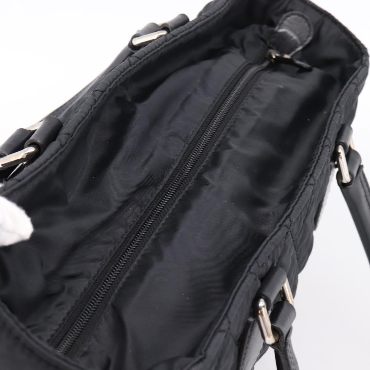 CHANEL Matelasse Hand Bag Nylon Black Silver CC Auth BA15575A