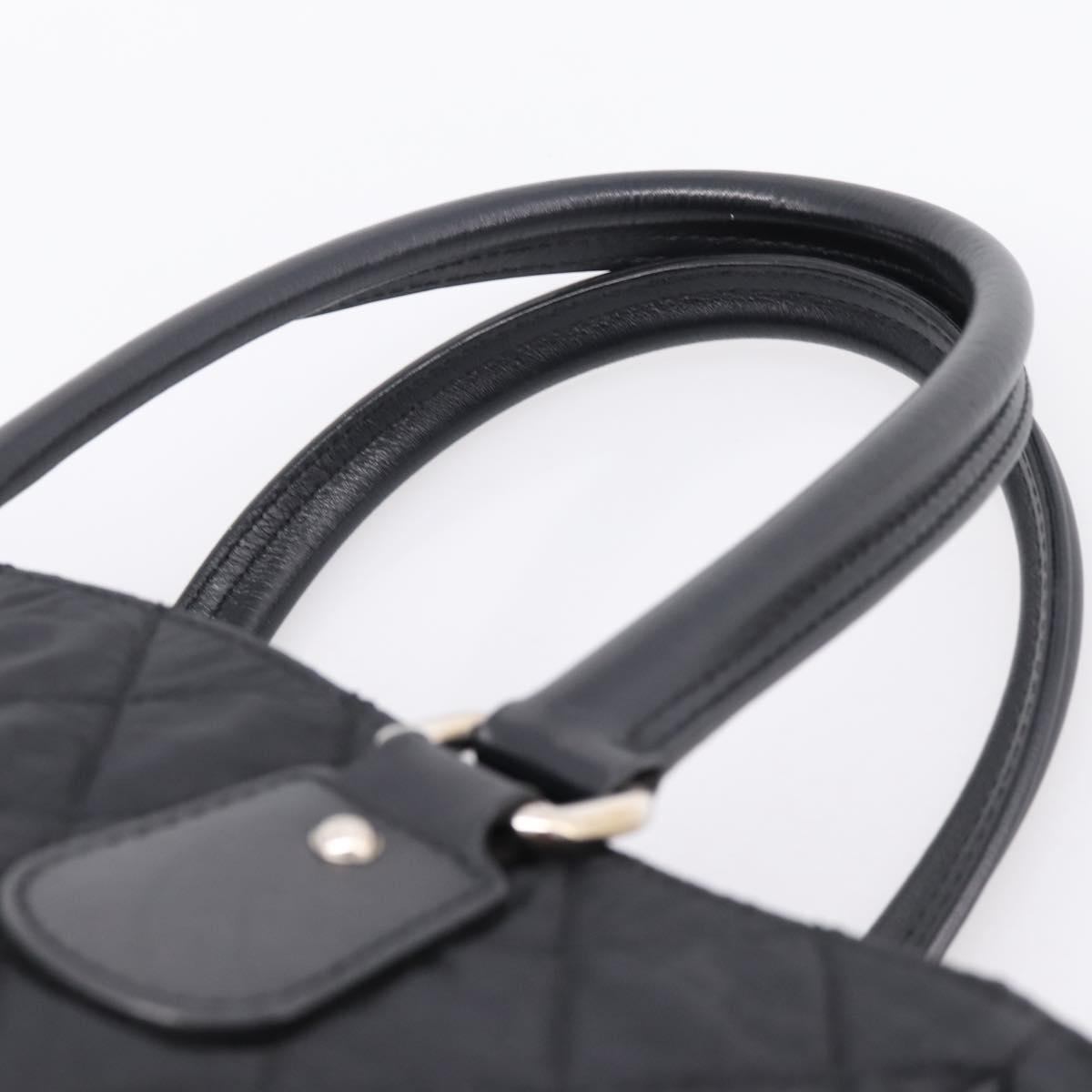 CHANEL Matelasse Hand Bag Nylon Black Silver CC Auth BA15575A