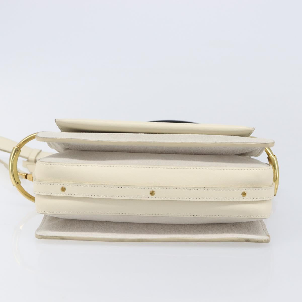Chloe Roy Shoulder Bag Leather Ivory Gold Tone Auth BA15577A