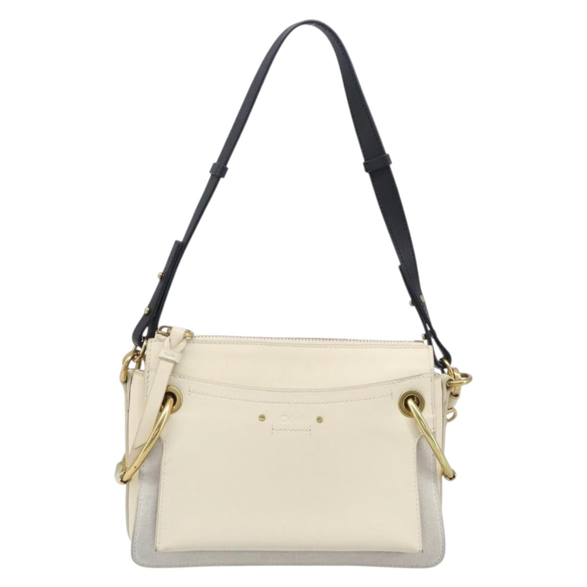 Chloe Roy Shoulder Bag Leather Ivory Gold Tone Auth BA15577A