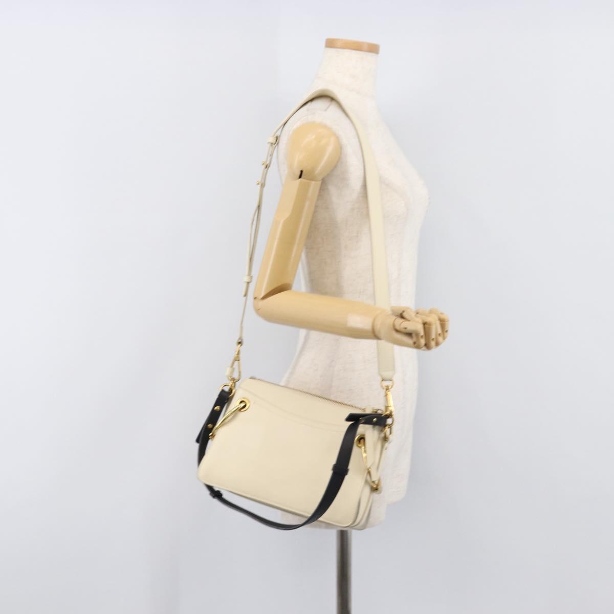 Chloe Roy Shoulder Bag Leather Ivory Gold Tone Auth BA15577A