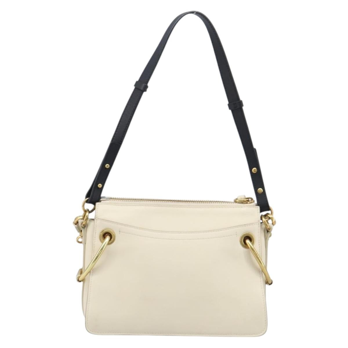 Chloe Roy Shoulder Bag Leather Ivory Gold Tone Auth BA15577A
