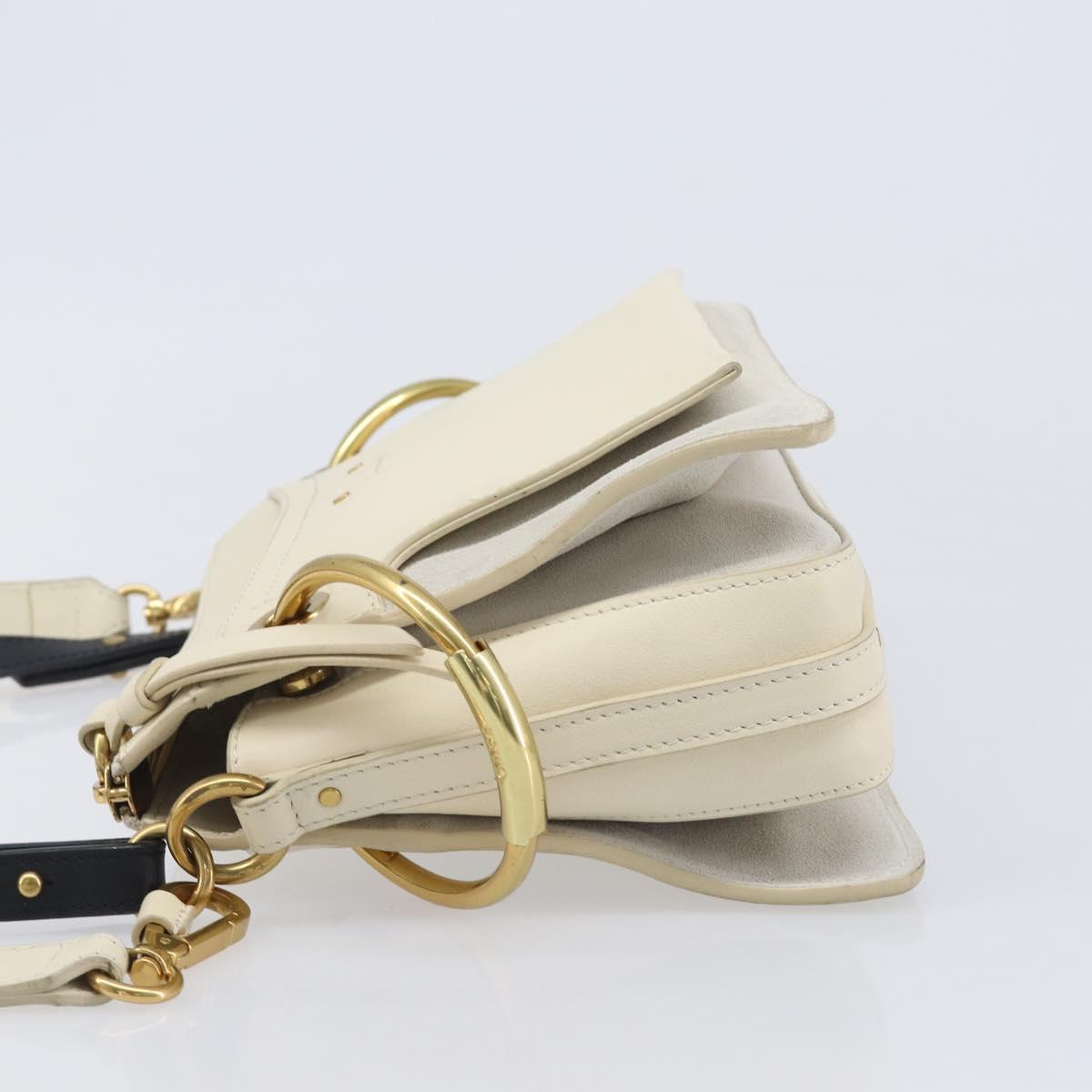 Chloe Roy Shoulder Bag Leather Ivory Gold Tone Auth BA15577A