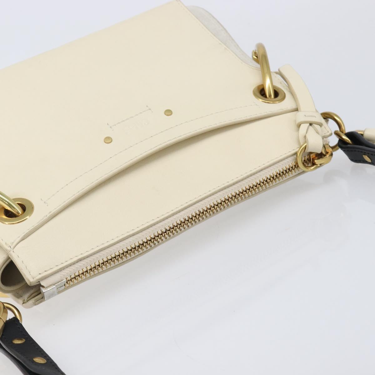 Chloe Roy Shoulder Bag Leather Ivory Gold Tone Auth BA15577A