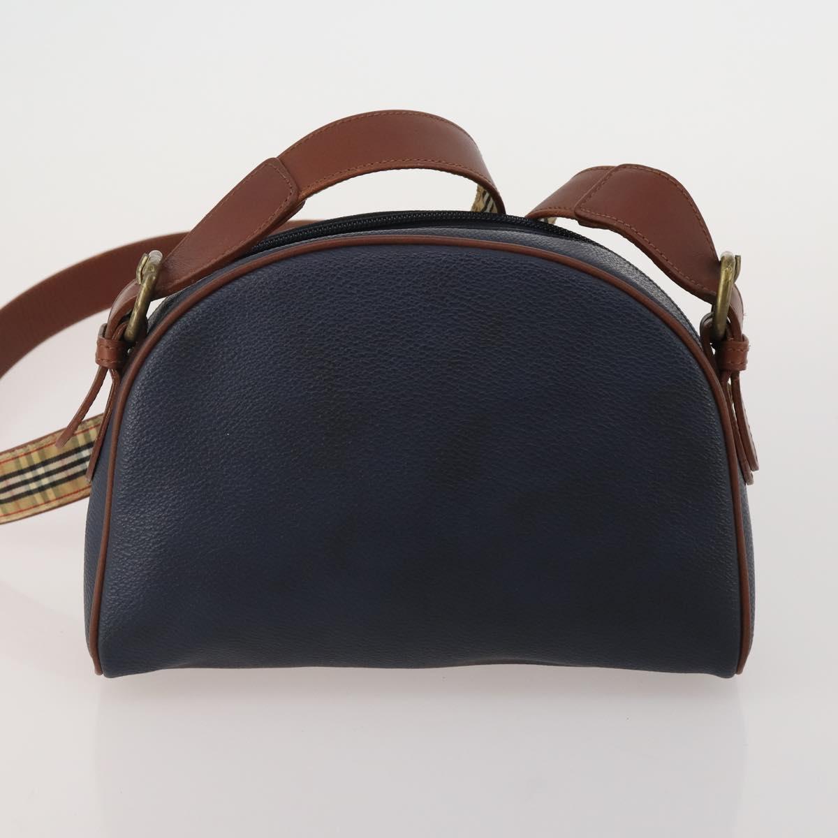 Burberrys Shoulder Bag Leather 2 Set Black Navy Auth BA15578