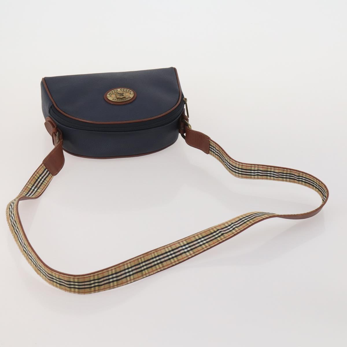 Burberrys Shoulder Bag Leather 2 Set Black Navy Auth BA15578