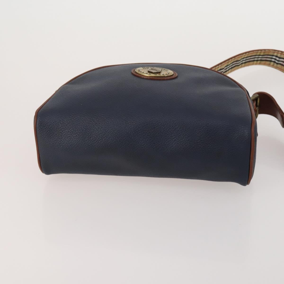 Burberrys Shoulder Bag Leather 2 Set Black Navy Auth BA15578