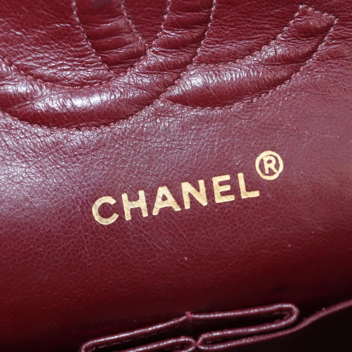 CHANEL V-stitch Chevron Double Flap Matelasse 25 Chain Shoulder Auth BA15583V