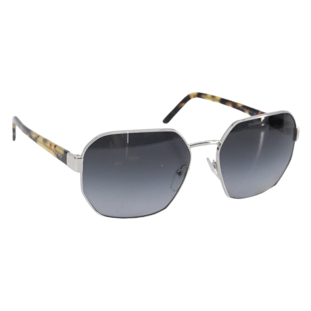 PRADA Sunglasses Metal Brown Silver Auth BA15585