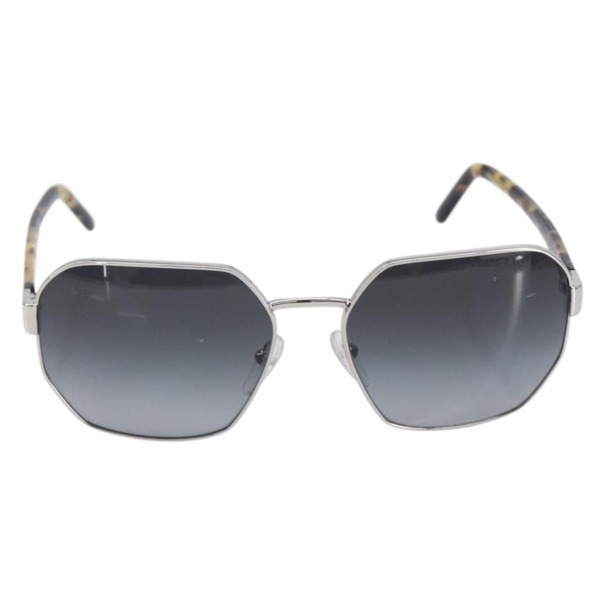 PRADA Sunglasses Metal Brown Silver Auth BA15585