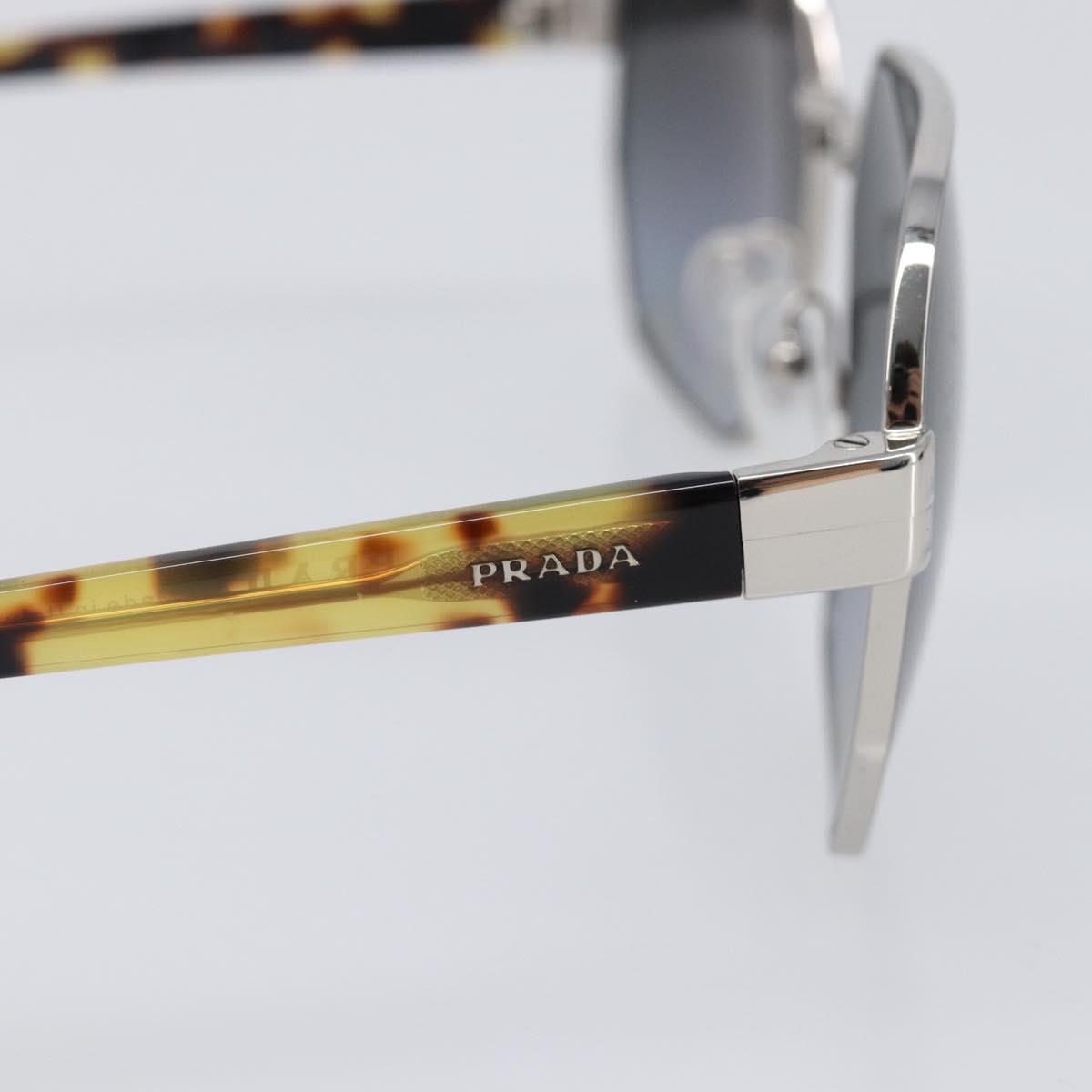 PRADA Sunglasses Metal Brown Silver Auth BA15585