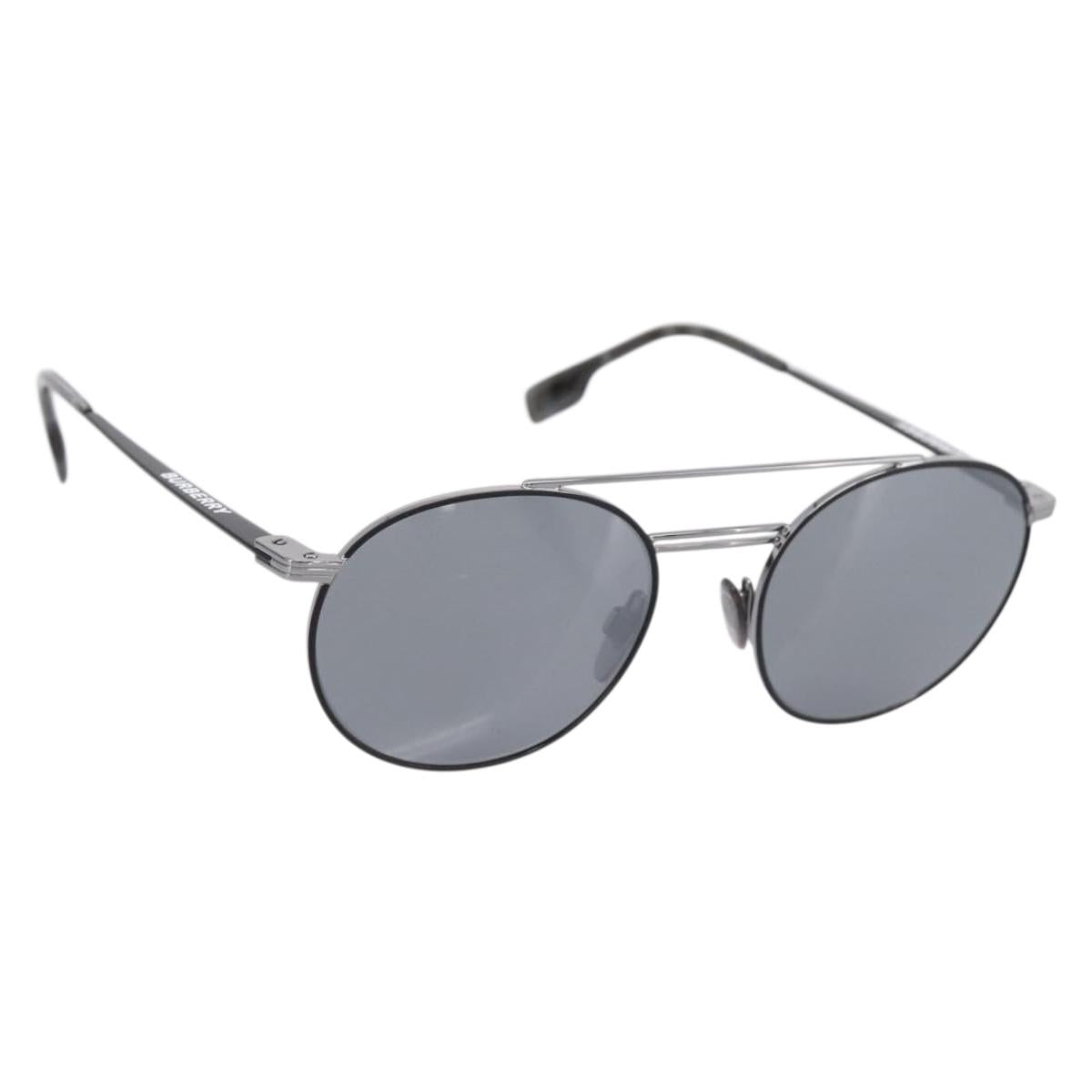 BURBERRY Sunglasses Metal Black Silver Auth BA15586V