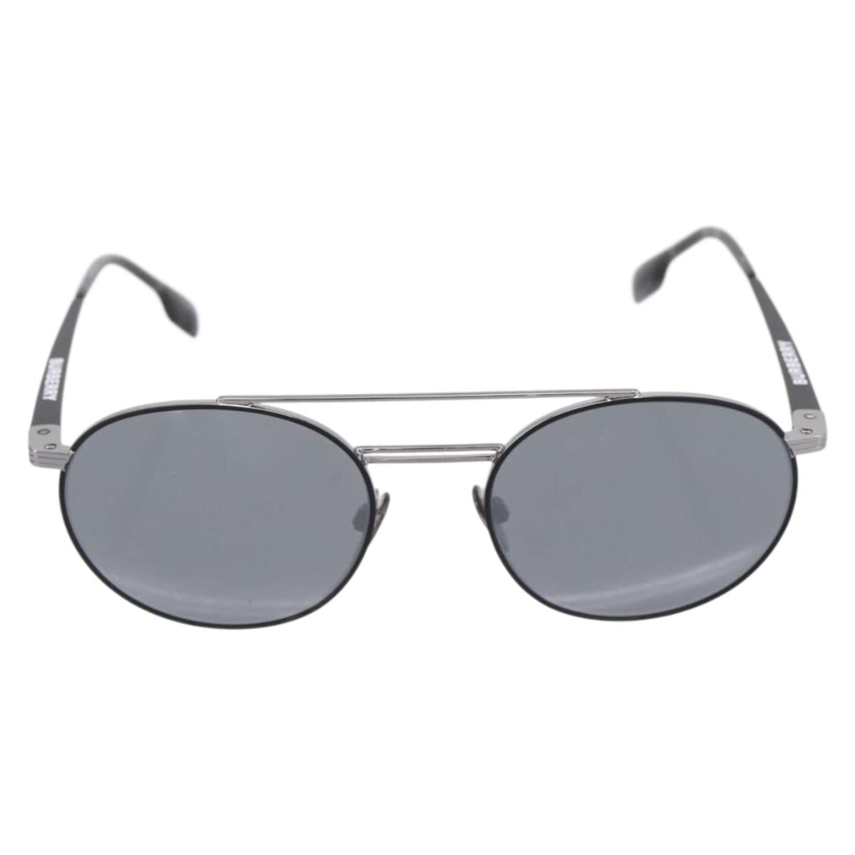 BURBERRY Sunglasses Metal Black Silver Auth BA15586V