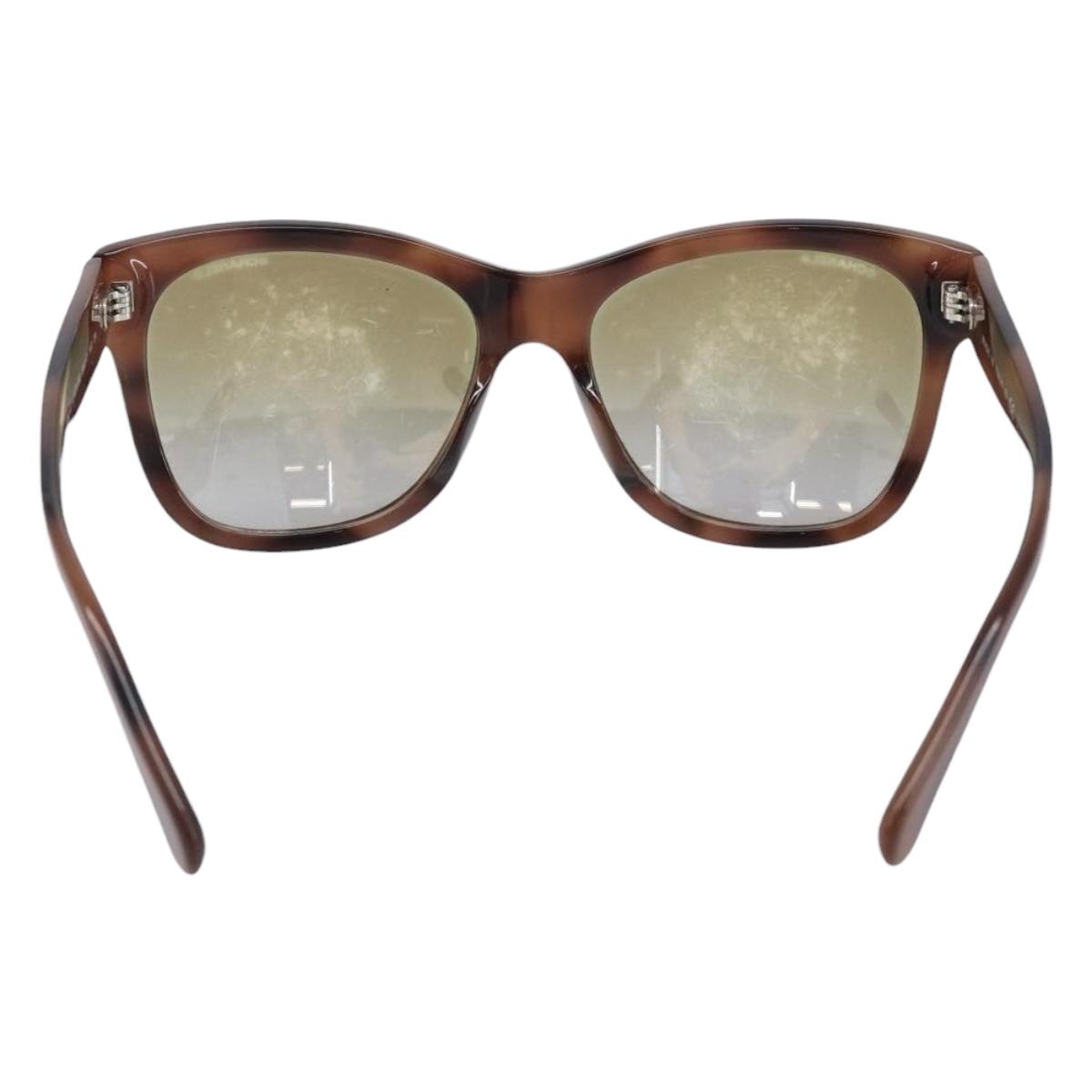 CHANEL Sunglasses Plastic Brown Silver CC Auth BA15588