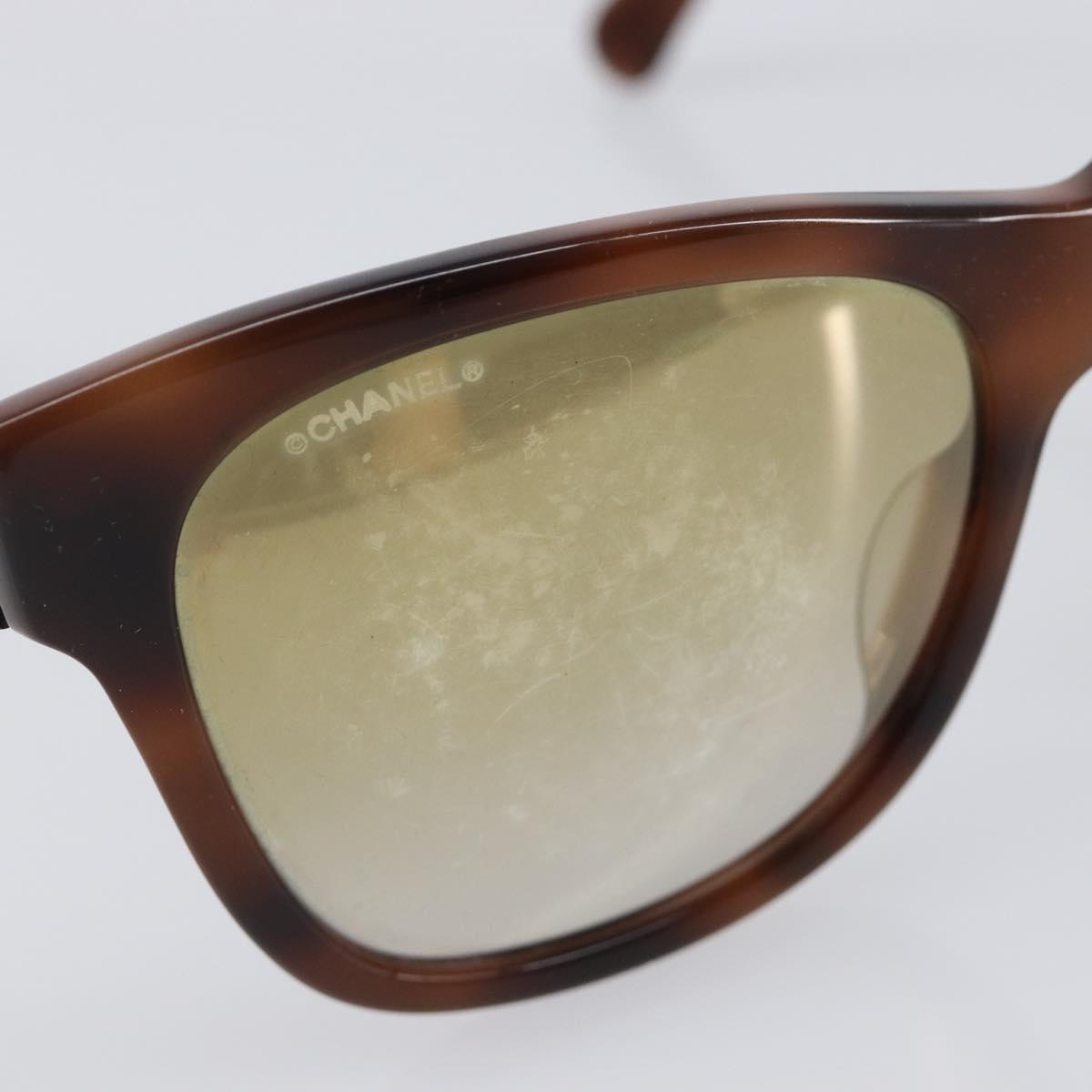 CHANEL Sunglasses Plastic Brown Silver CC Auth BA15588