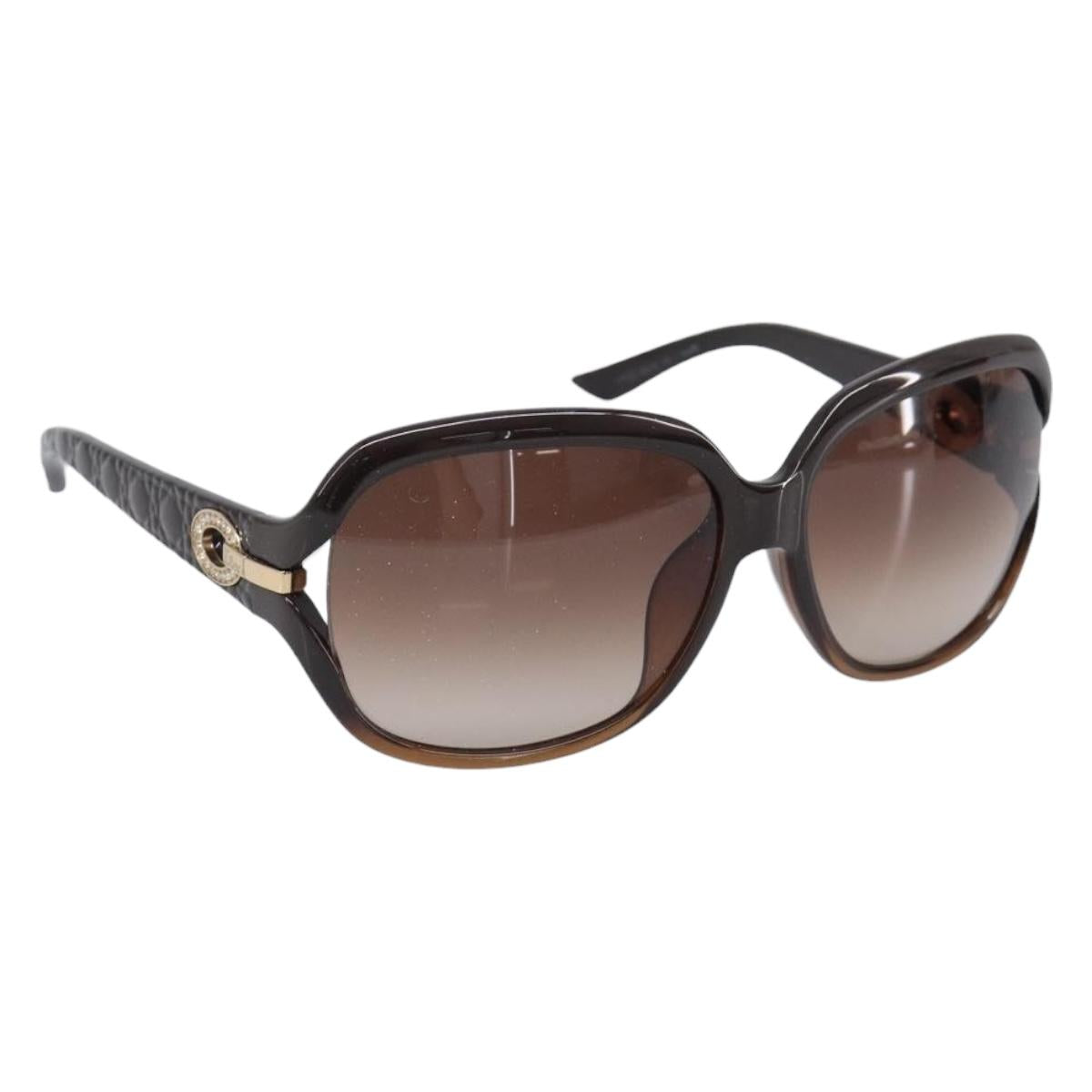 Christian Dior Sunglasses plastic Dark Brown Gold Tone Auth BA15592V