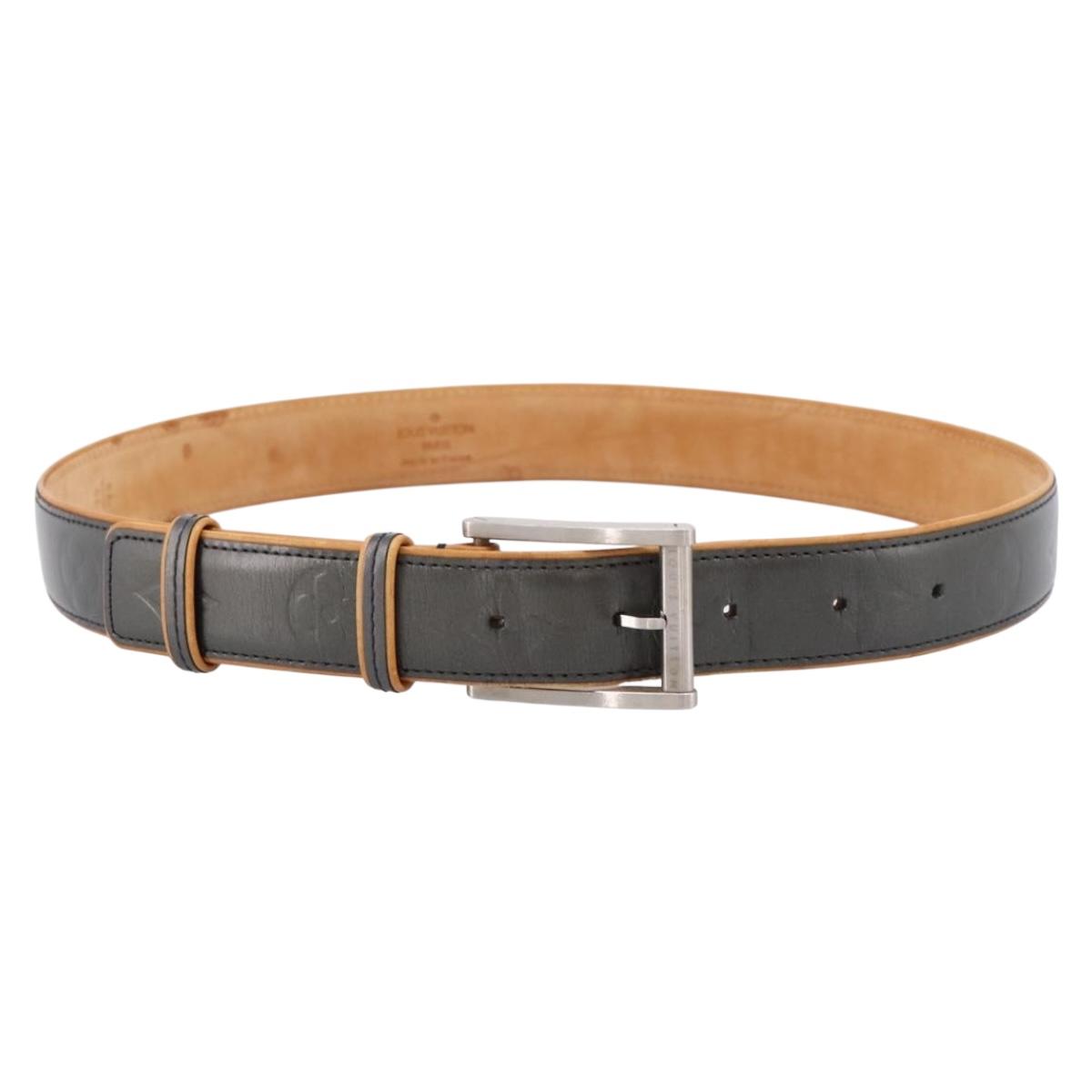 LOUIS VUITTON Monogram Mat Ceinture Belt Noir M6858 LV Auth BA15595