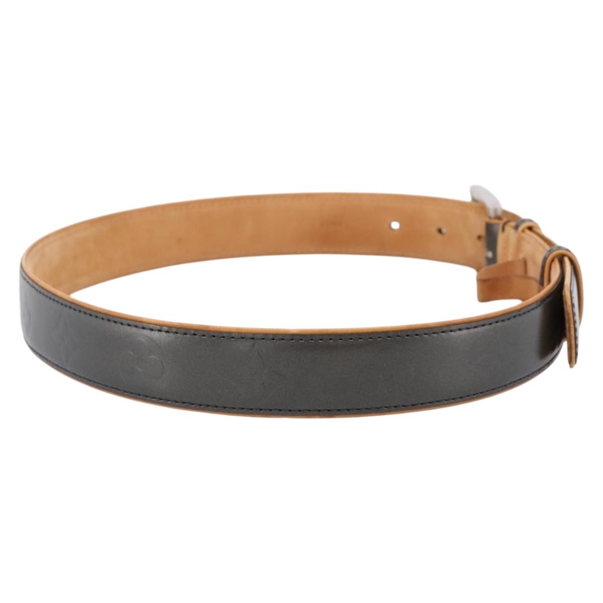 LOUIS VUITTON Monogram Mat Ceinture Belt Noir M6858 LV Auth BA15595