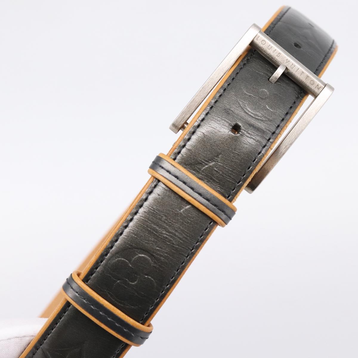 LOUIS VUITTON Monogram Mat Ceinture Belt Noir M6858 LV Auth BA15595