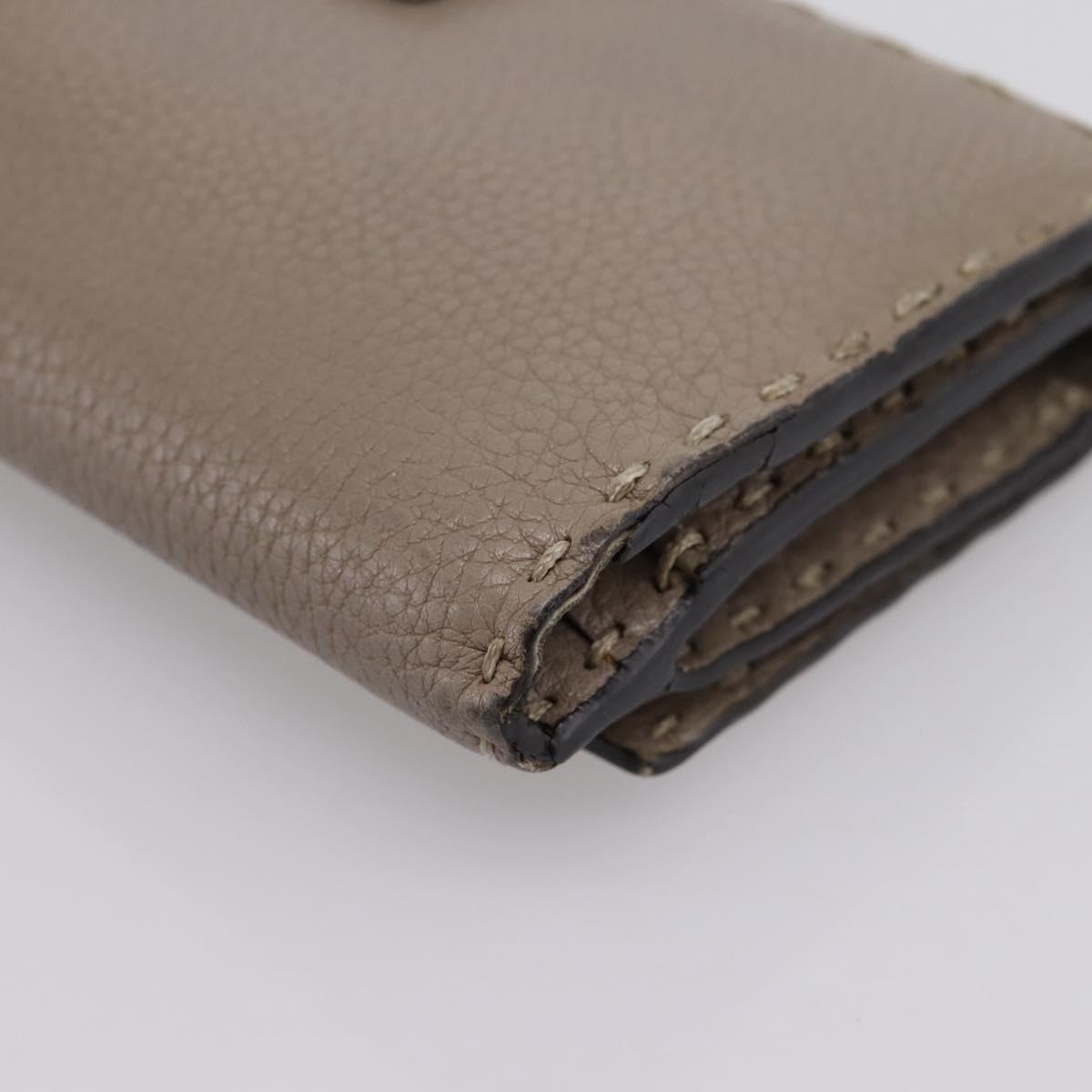 FENDI Celeria Long Wallet Leather Beige Silver 8M0308 Auth BA15601