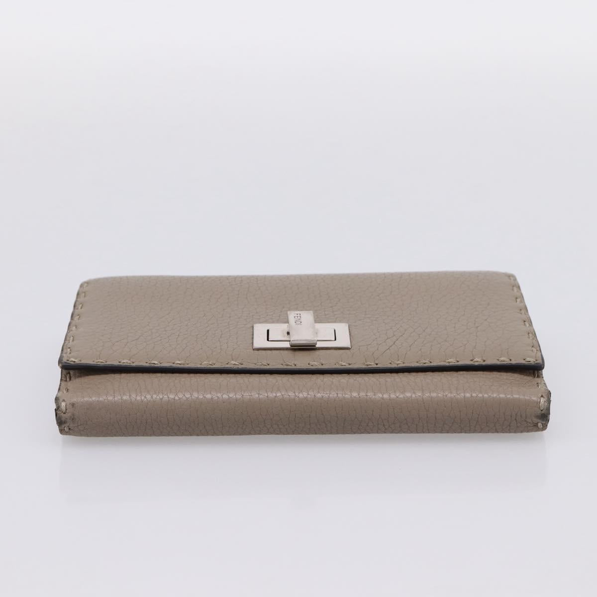 FENDI Celeria Long Wallet Leather Beige Silver 8M0308 Auth BA15601