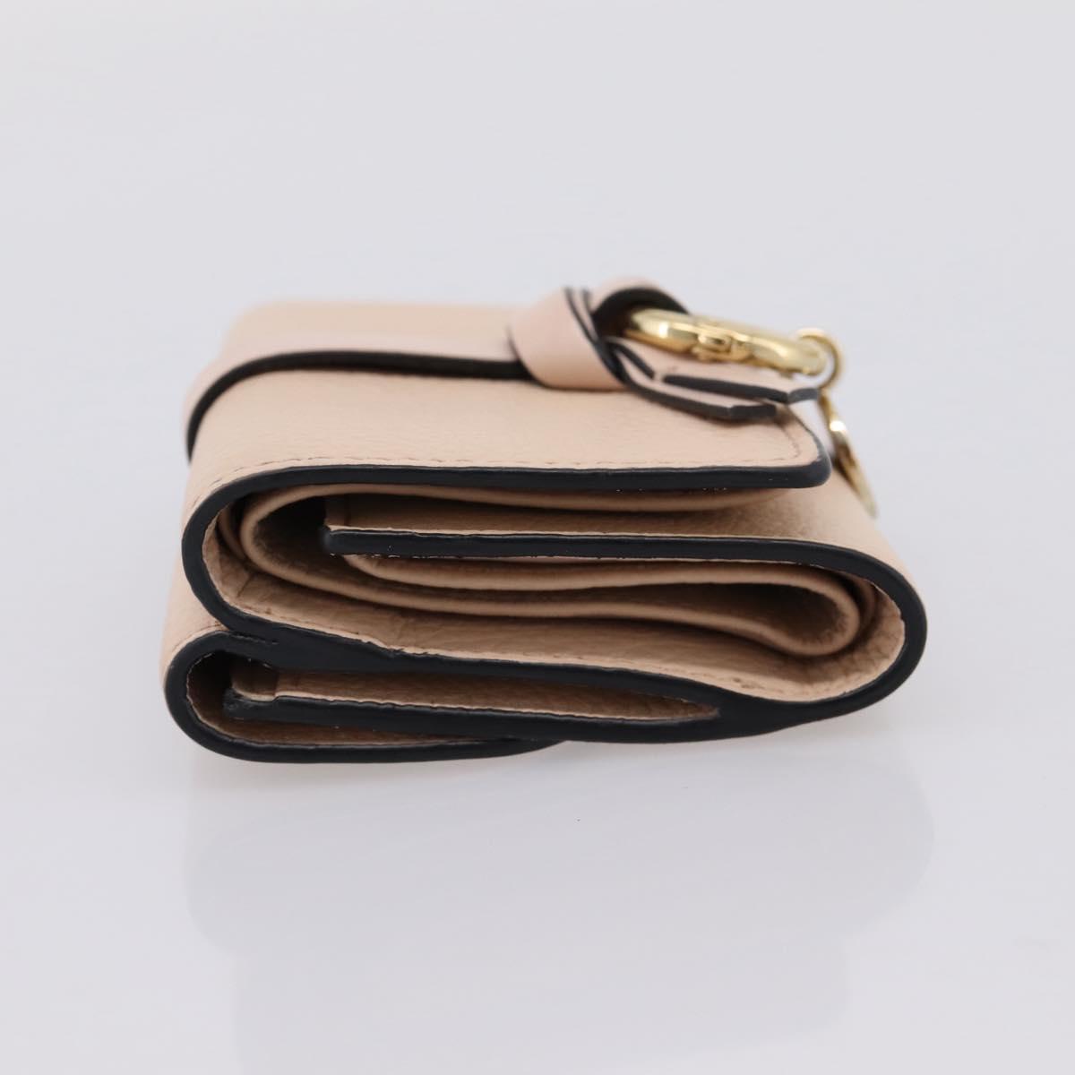 Chloe Alphabet Trifold Wallet Leather Pink Gold Tone Auth BA15602