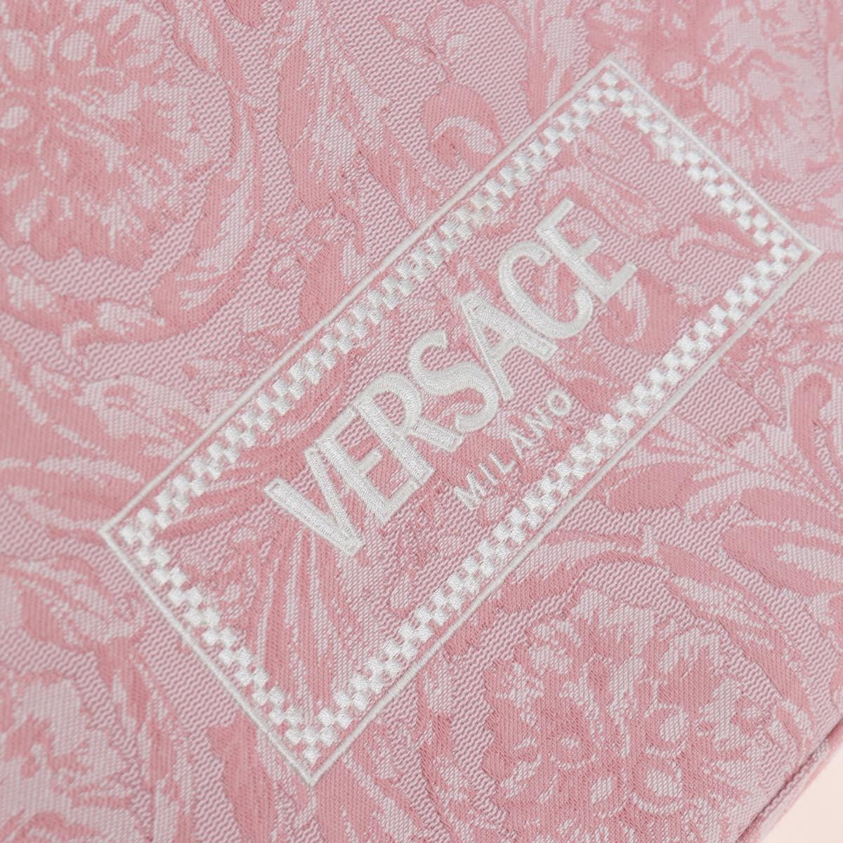 VERSACE Athena Barocco Tote Bag tweed 2way Pink Gold Auth BA15628M