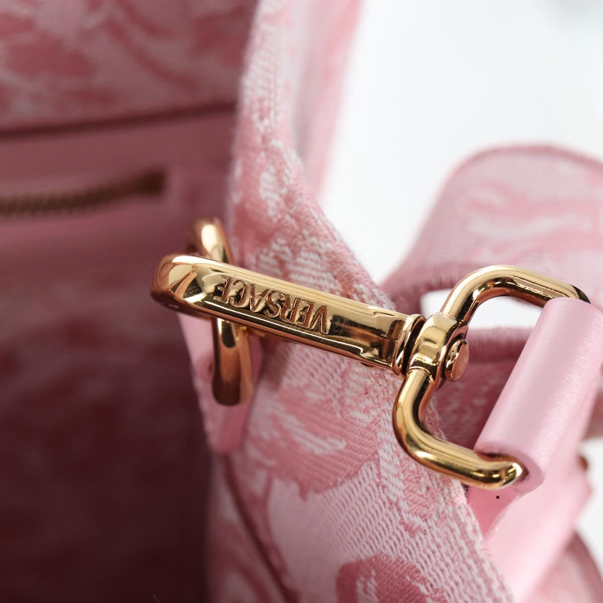 VERSACE Athena Barocco Tote Bag tweed 2way Pink Gold Auth BA15628M