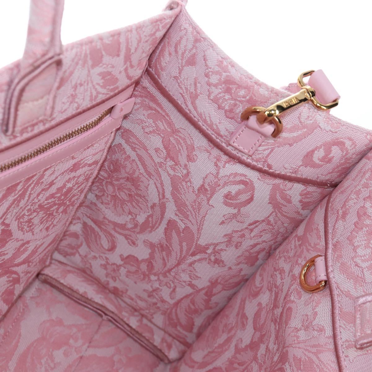 VERSACE Athena Barocco Tote Bag tweed 2way Pink Gold Auth BA15628M
