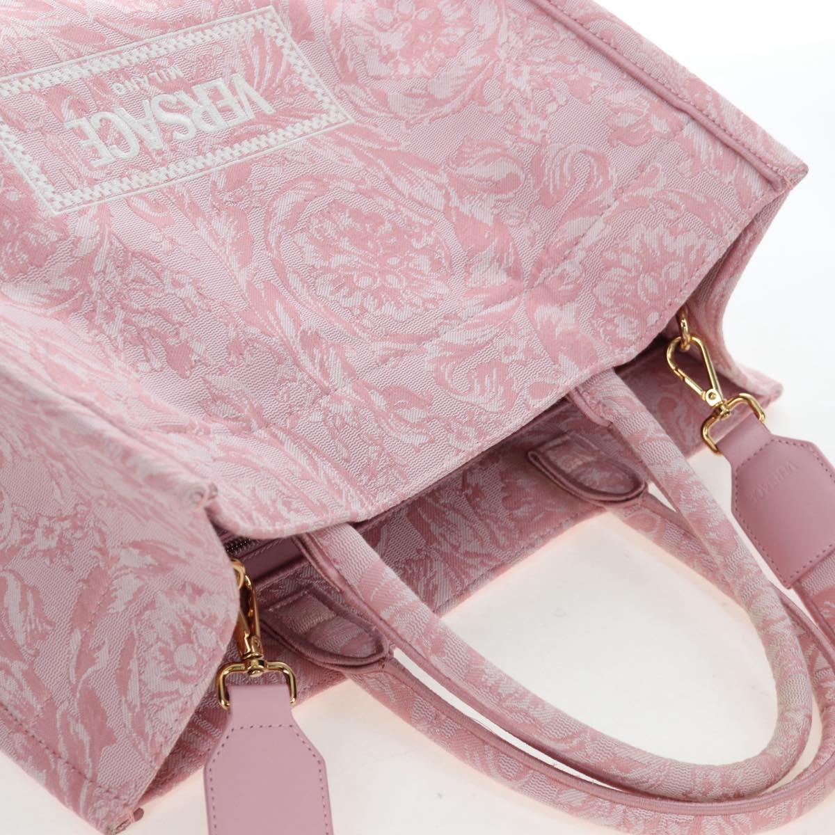 VERSACE Athena Barocco Tote Bag tweed 2way Pink Gold Auth BA15628M