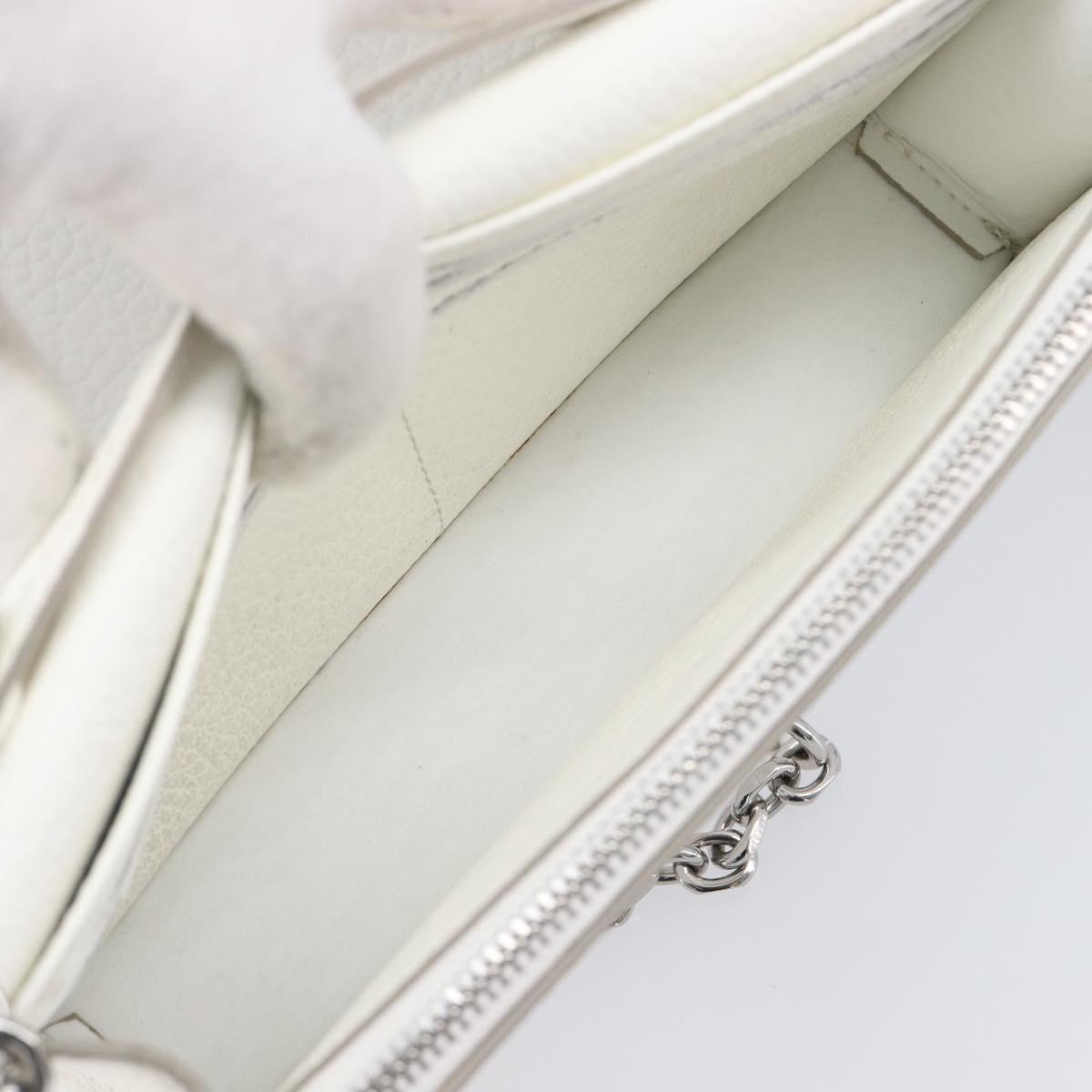 Maison Margiela Chain Shoulder Bag Leather White Silver Auth BA15629M