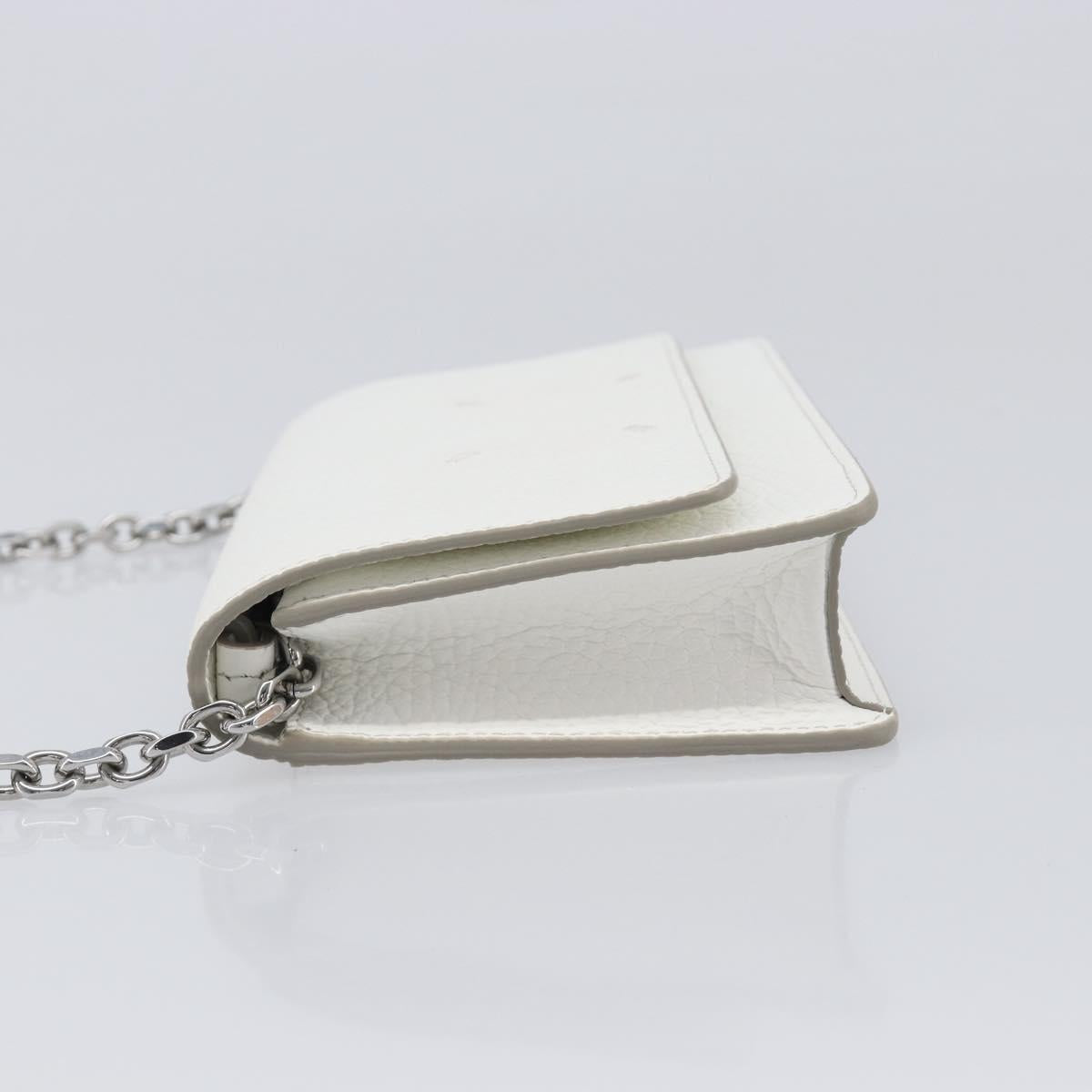 Maison Margiela Chain Shoulder Bag Leather White Silver Auth BA15629M