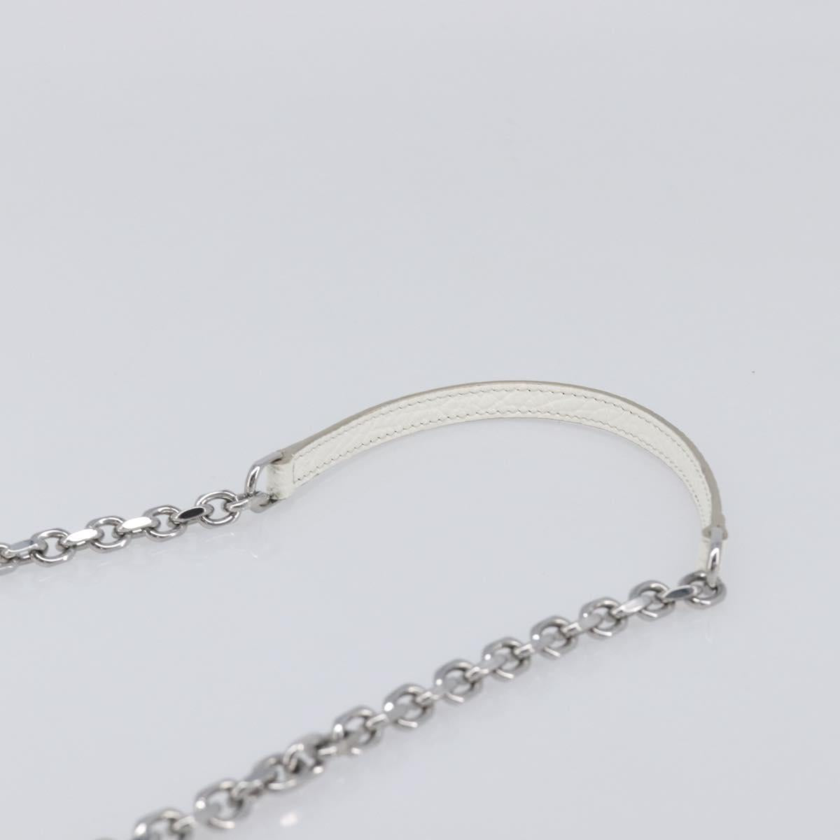 Maison Margiela Chain Shoulder Bag Leather White Silver Auth BA15629M
