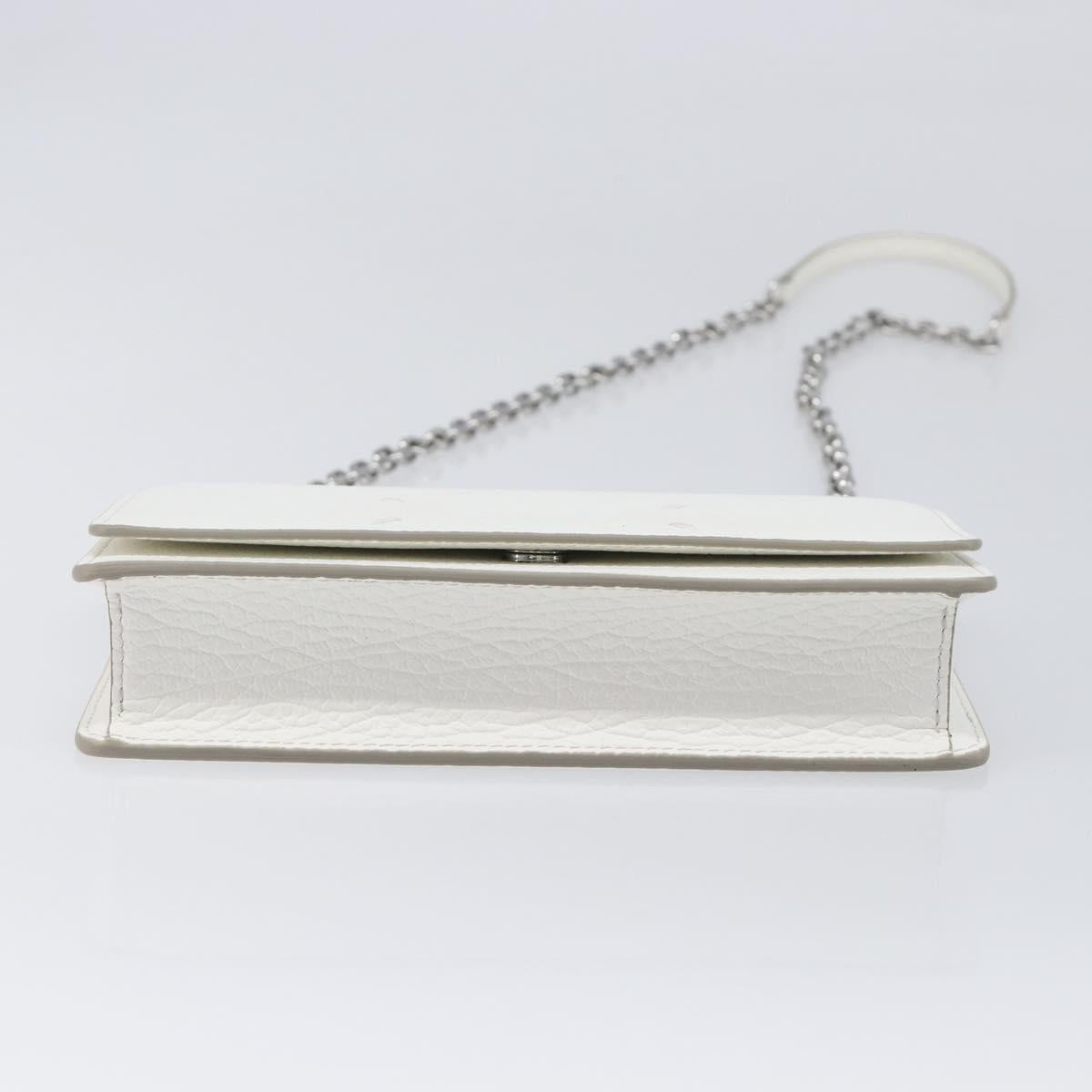 Maison Margiela Chain Shoulder Bag Leather White Silver Auth BA15629M