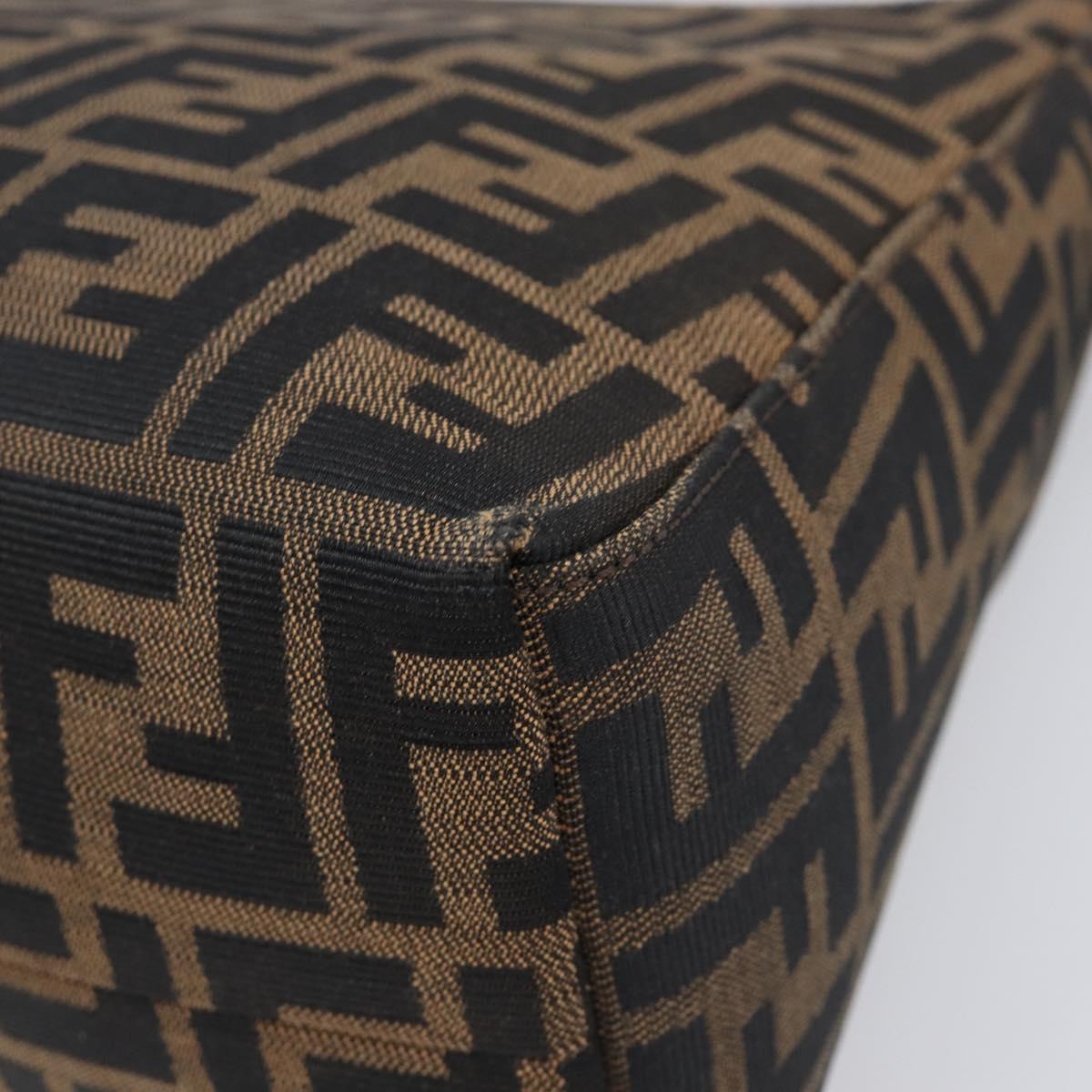 FENDI Zucca Canvas Mamma Baguette Shoulder Bag Brown Black Auth BA15630V