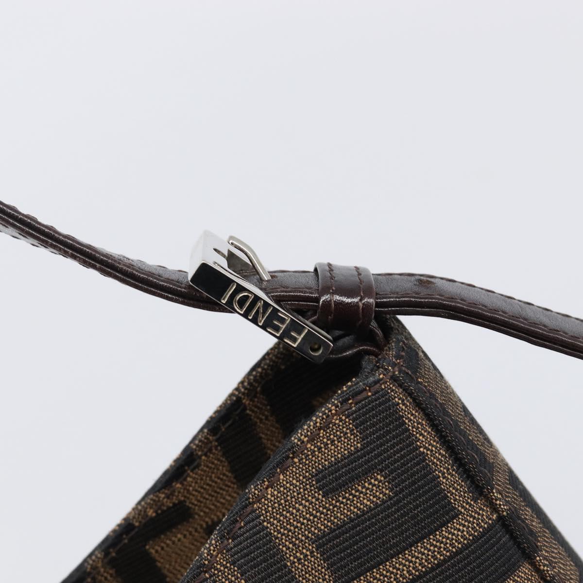 FENDI Zucca Canvas Mamma Baguette Shoulder Bag Brown Black Auth BA15630V