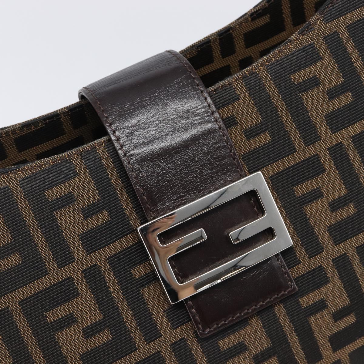 FENDI Zucca Canvas Mamma Baguette Shoulder Bag Brown Black Auth BA15630V