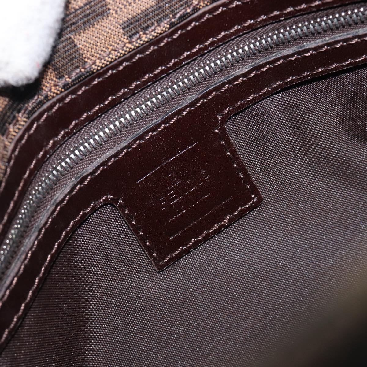 FENDI Zucca Canvas Mamma Baguette Shoulder Bag Brown Black Auth BA15630V
