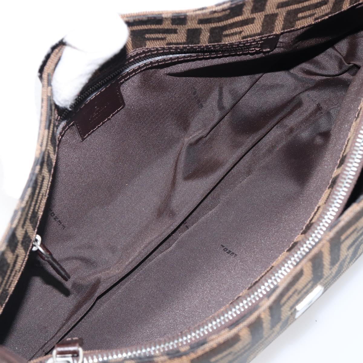 FENDI Zucca Canvas Mamma Baguette Shoulder Bag Brown Black Auth BA15630V