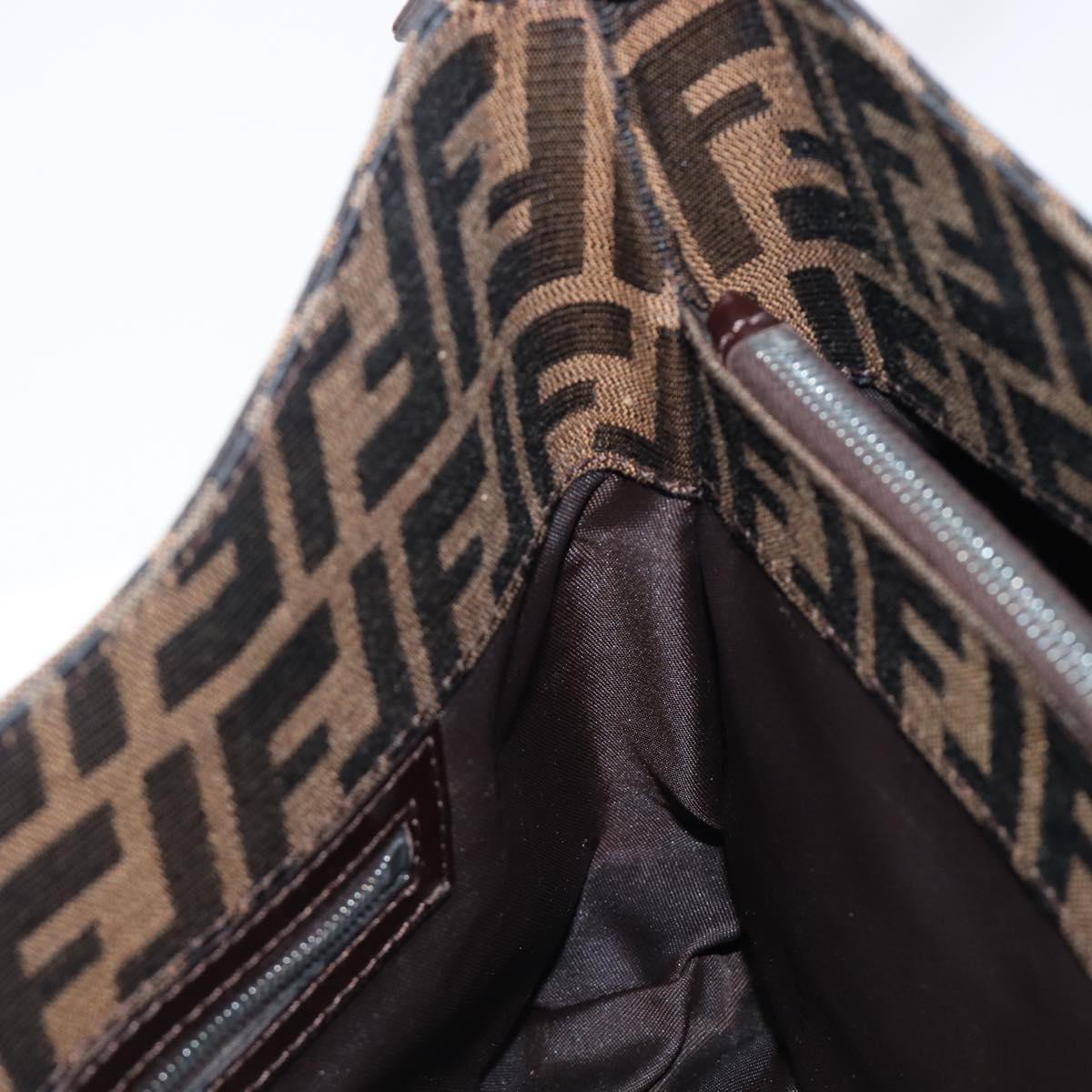FENDI Zucca Canvas Mamma Baguette Shoulder Bag Brown Black Auth BA15630V