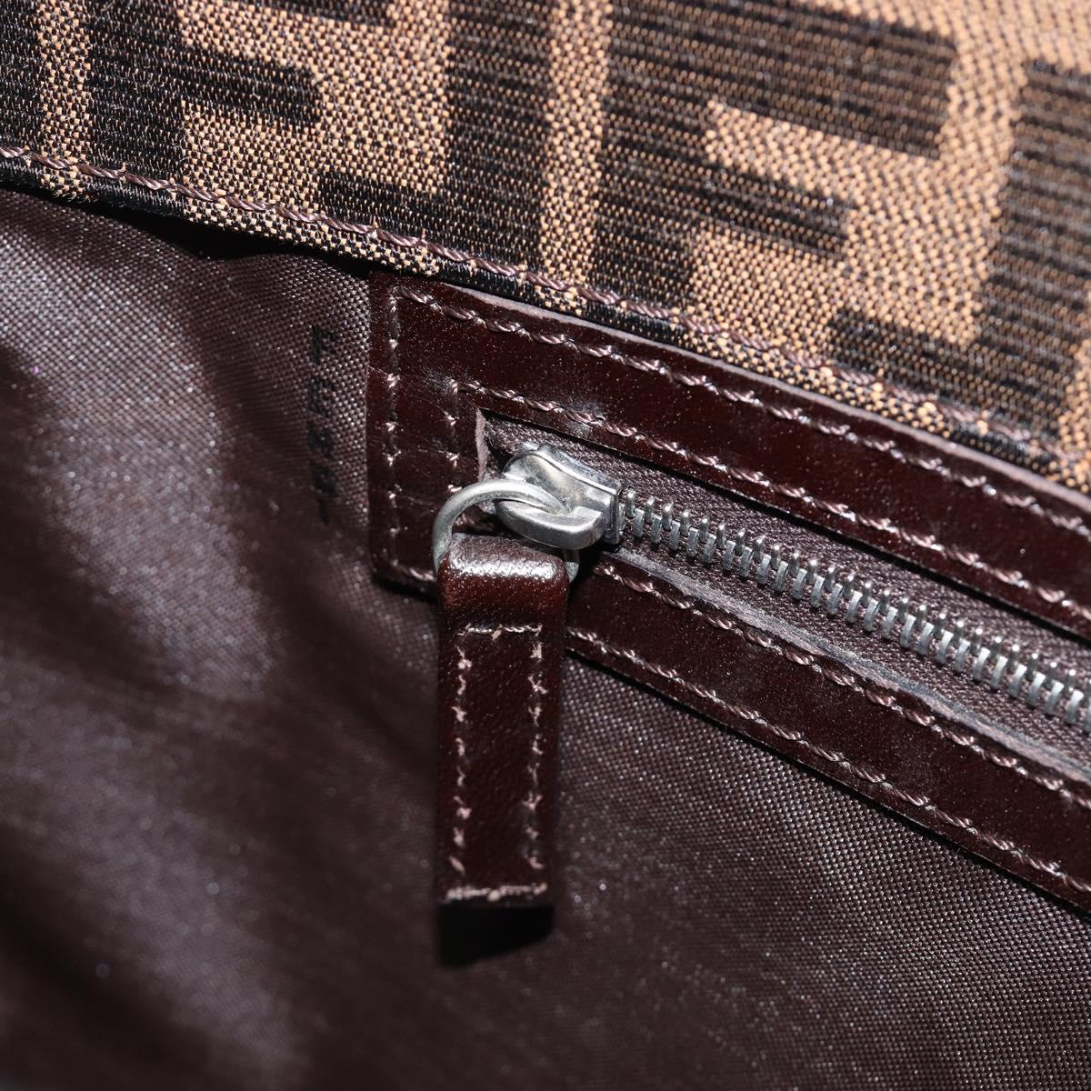 FENDI Zucca Canvas Mamma Baguette Shoulder Bag Brown Black Auth BA15630V
