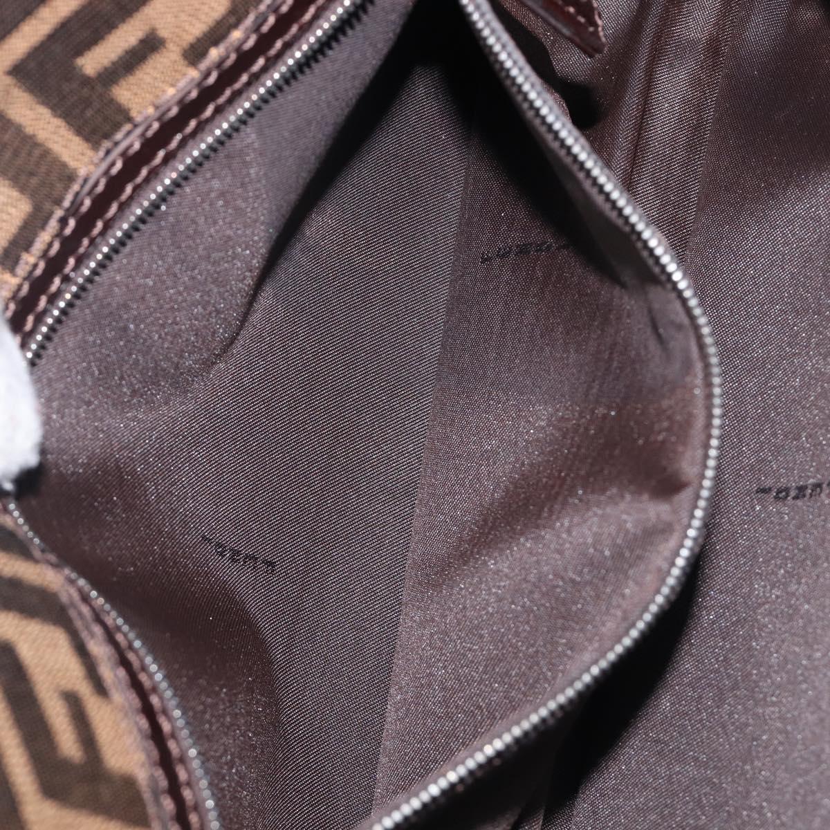FENDI Zucca Canvas Mamma Baguette Shoulder Bag Brown Black Auth BA15630V